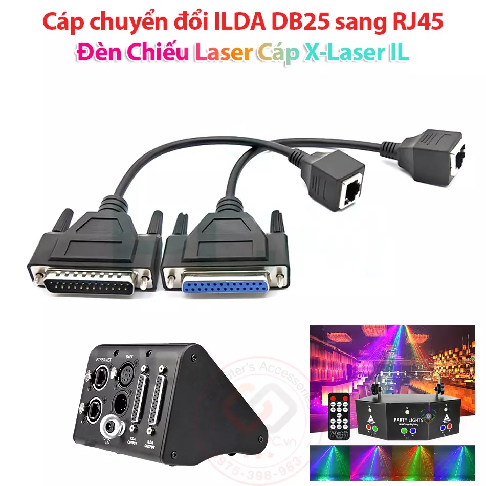 Cáp chuyển đổi X-Laser IL ILDA DB25 sang LAN RJ45 cho đèn chiếu Laser