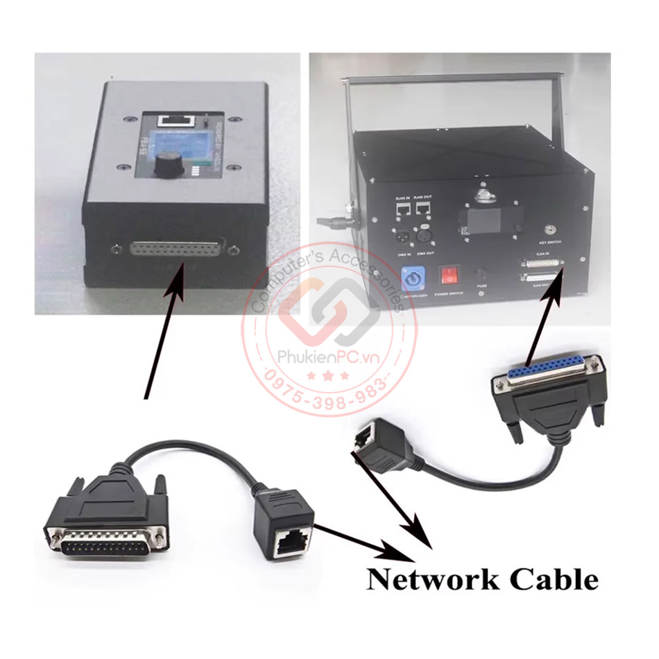 Cáp chuyển đổi X-Laser IL ILDA DB25 sang LAN RJ45 cho đèn chiếu Laser