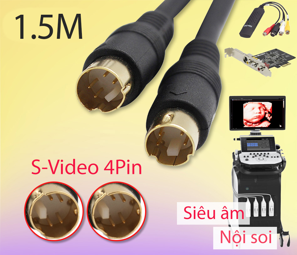 Cáp S-Video 4Pin dài 1.5M cho máy siêu âm, nội soi thương hiệu Choseal Q-702