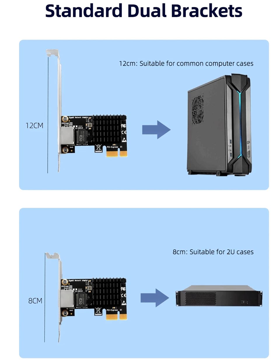 Card mạng PCIe to LAN Ethernet 1Gbps cho PC, máy tính đồng bộ MT SFF