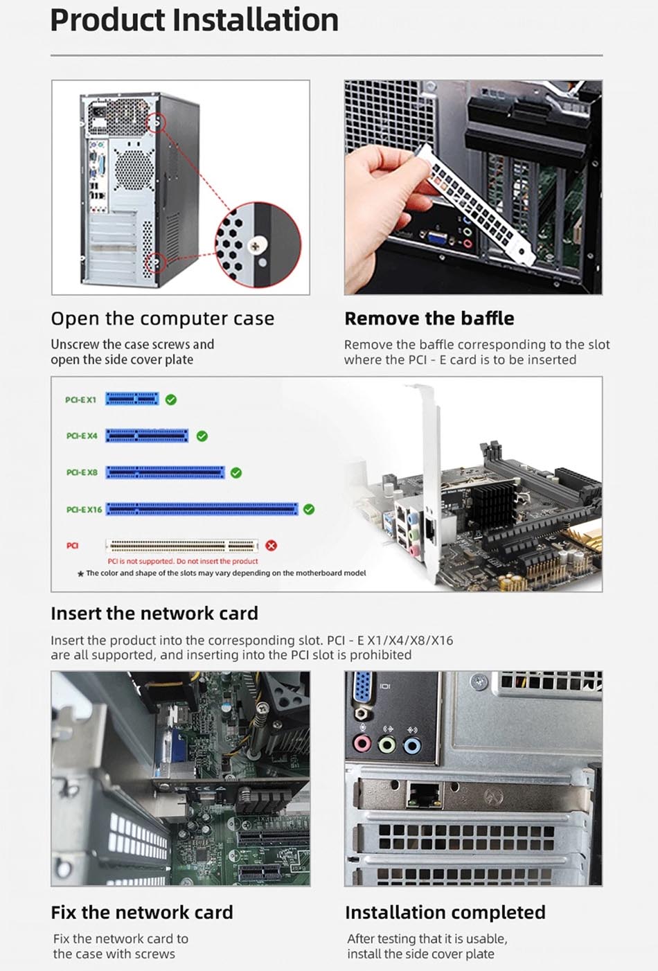 Card mạng PCIe to LAN Ethernet 1Gbps cho PC, máy tính đồng bộ MT SFF