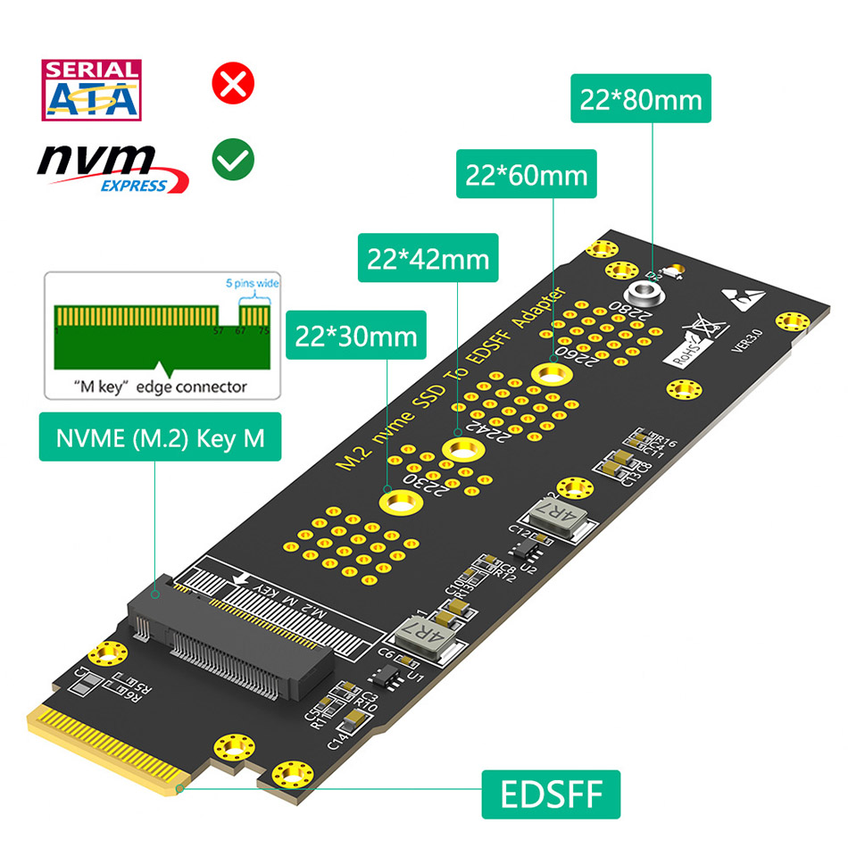 Adapter ổ cứng SSD M.2 PCIe to E1.S NVMe Adapter
