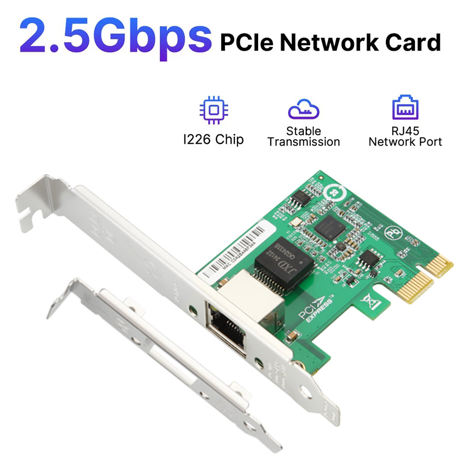 Card mạng LAN chip intel I226-T1 Single Port 2.5GbE PCIe Adapter cho PC, máy tính đồng bộ, Server