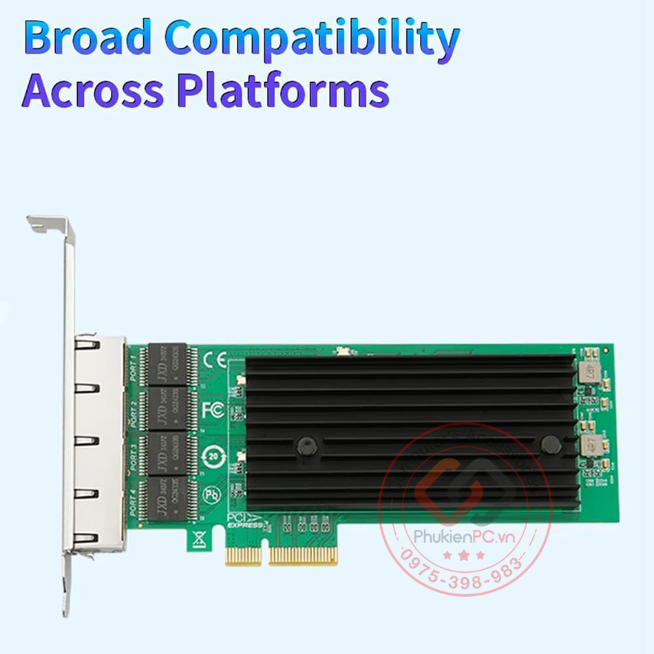 Card mạng PCIe x4 to 4 Port Gigabit Network Adapter 2.5 GBe chip intel i226 cho PC, server máy chủ