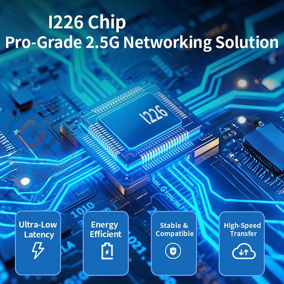 Card mạng PCIe x4 to 4 Port Gigabit Network Adapter 2.5 GBe chip intel i226 cho PC, server máy chủ