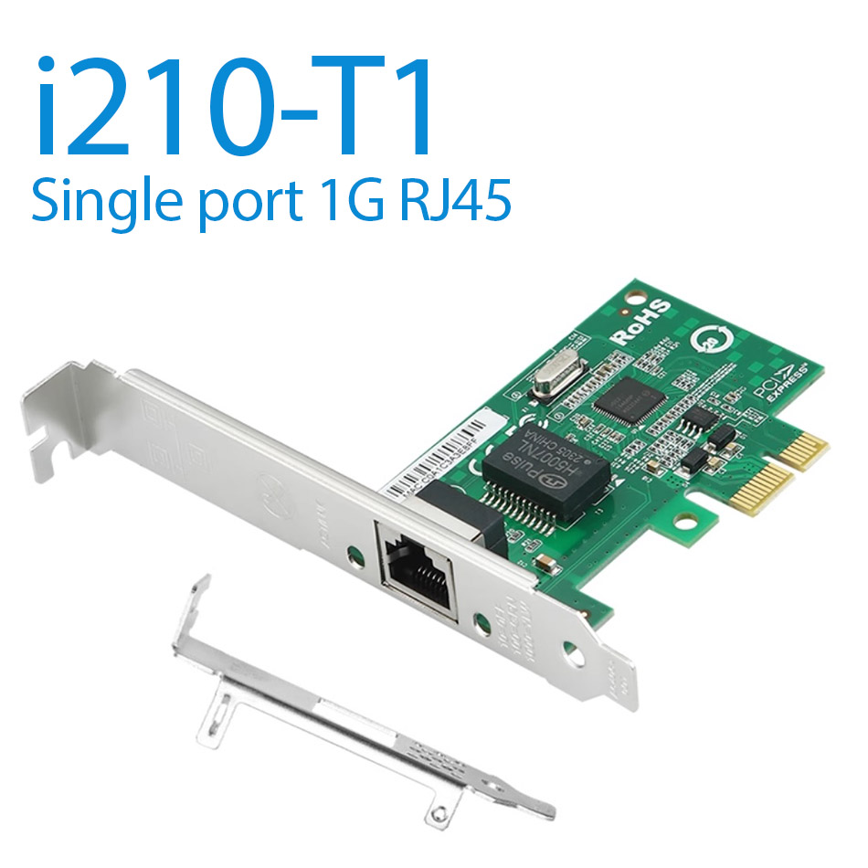 Card mạng LAN PCIe x1 to Gigabit Ethernet Adapter intel i210-T1 cho PC, server máy chủ