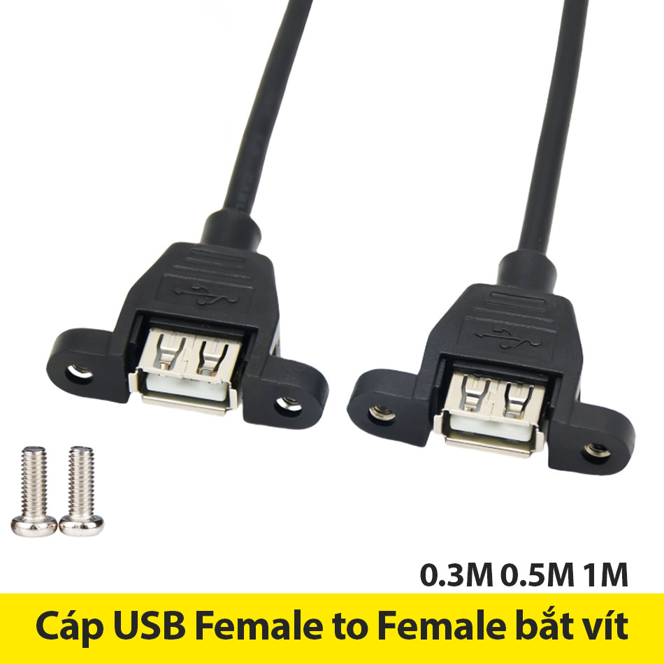 Dây cáp USB 2.0 cái sang cái có tai bắt vít gắn thành máy dài 0.3M 0.5M 1M
