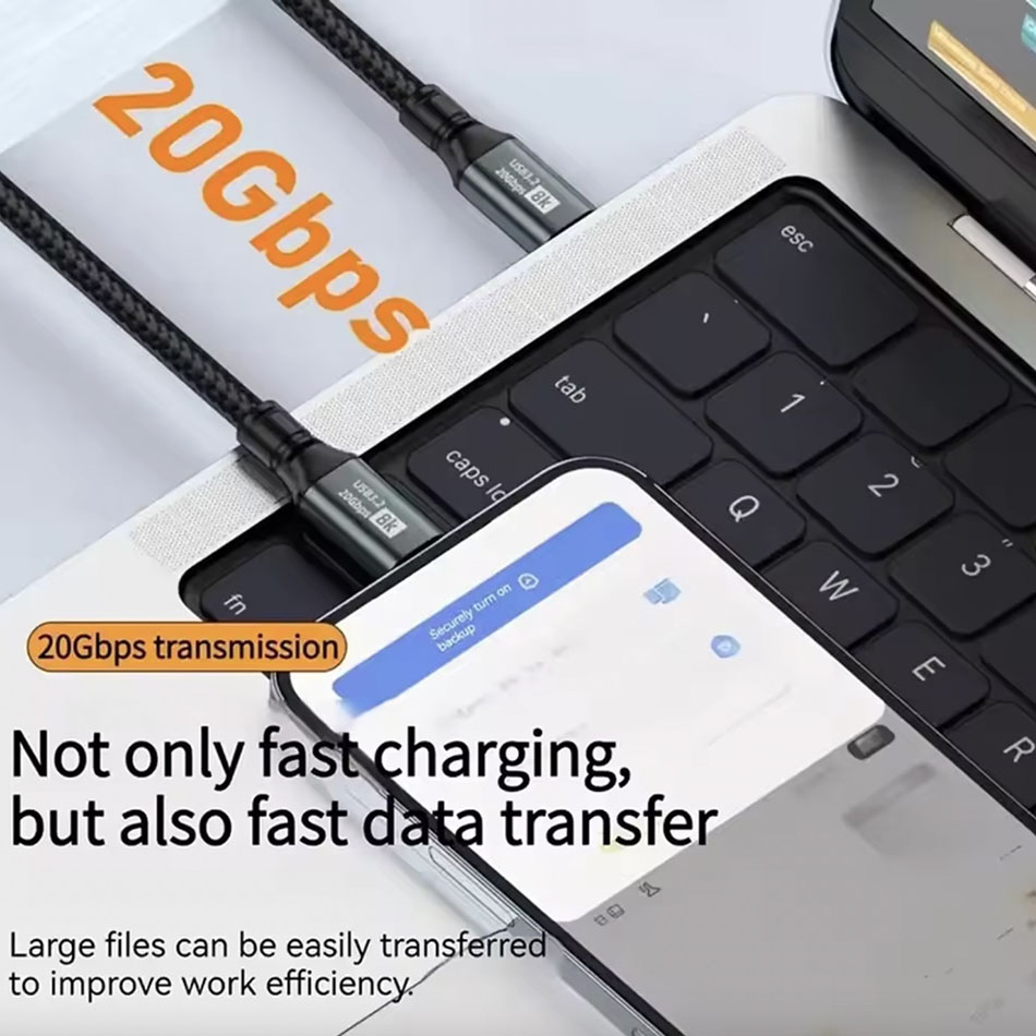 Cáp Type C to Type C 8K, 20Gbps, sạc PD100W dài 1M 2M 3M
