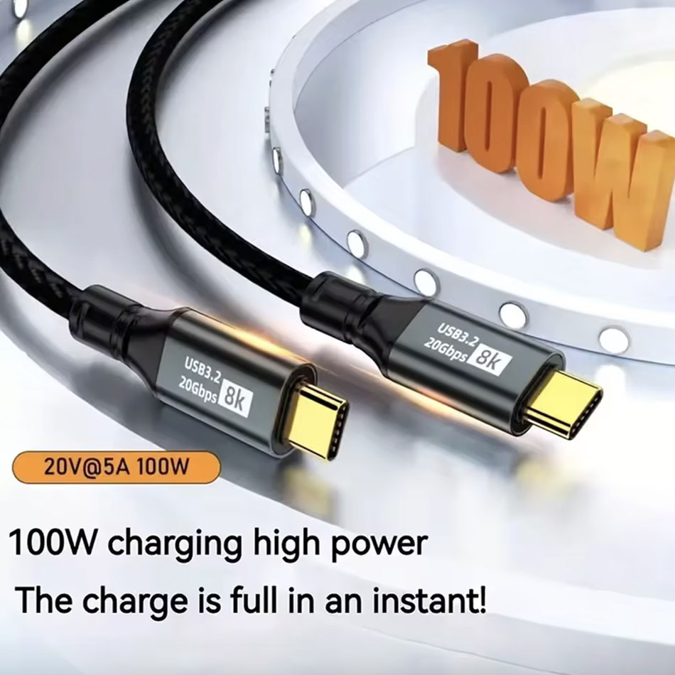 Cáp Type C to Type C 8K, 20Gbps, sạc PD100W dài 1M 2M 3M