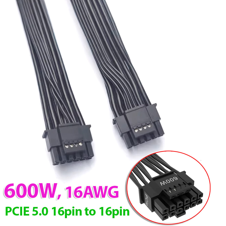 Dây cáp nguồn PCIe 5.0 12VHPWR 16pin to 16pin cho Card VGA, Ai, Server, máy chủ