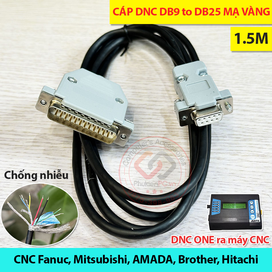 Dây cáp kết nối bộ truyền DNC sang máy CNC dài 1.5M mạ vàng chất lượng cao