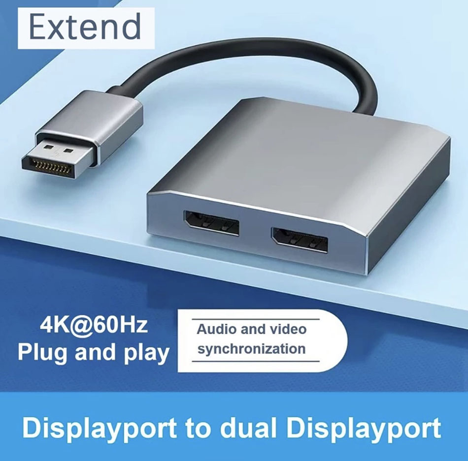 Bộ chia Displayport 1 ra 2 4K hỗ trợ MST kết nối máy tính ra 2-3 màn hình