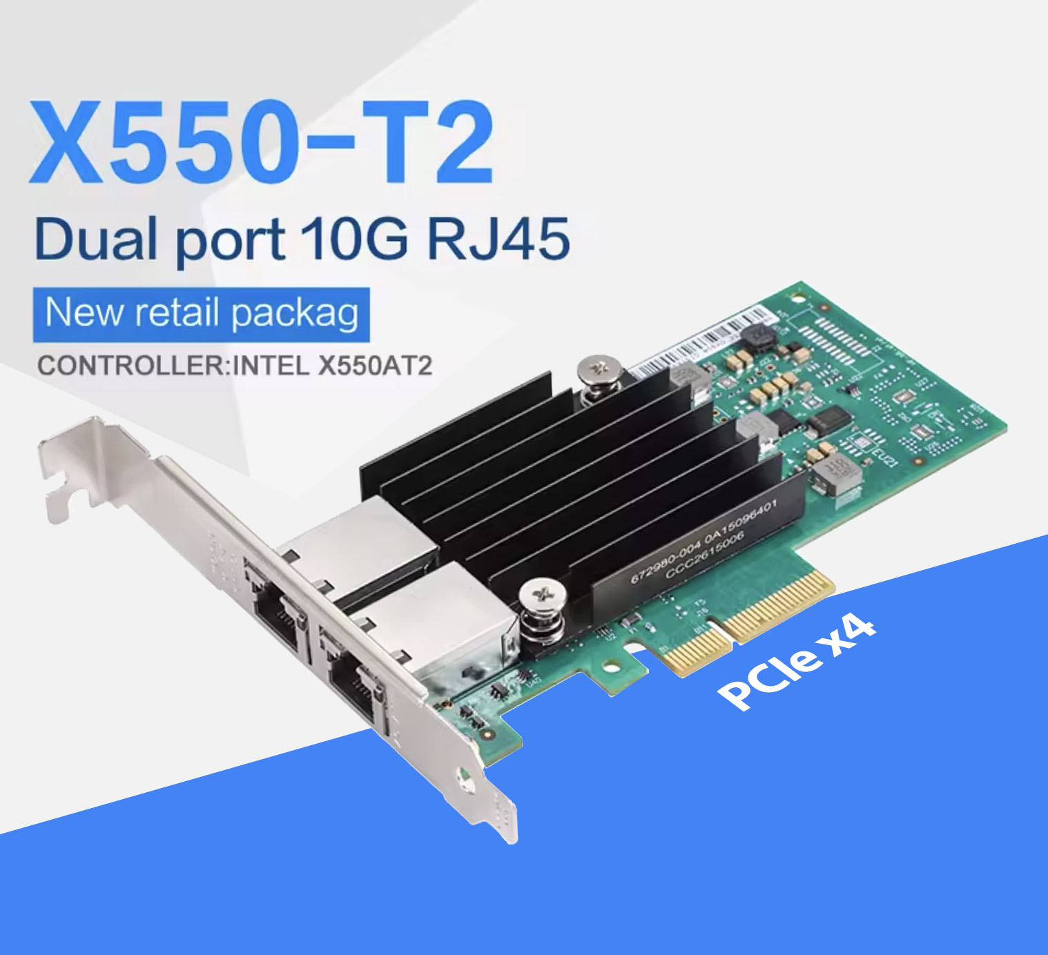 Card Mạng LAN Etherner Intel X550-T2 Dual Port 10G cho PC, máy chủ server, Workstation