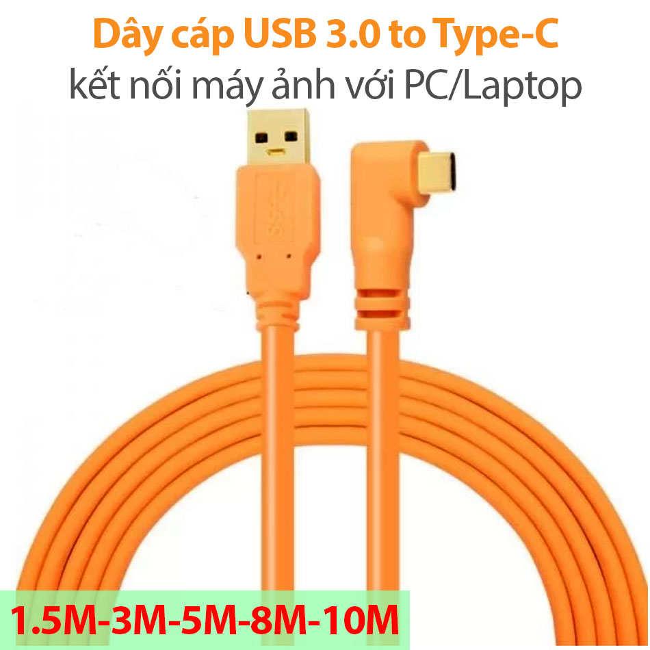 Cáp USB 3.0 to Type C kết nối máy ảnh camera vào PC, laptop 1.5m 3m 5m 8m 10m