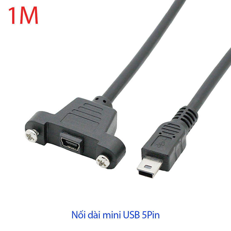 Cáp nối dài Mini USB 5Pin Male to Female bắt vít 1M