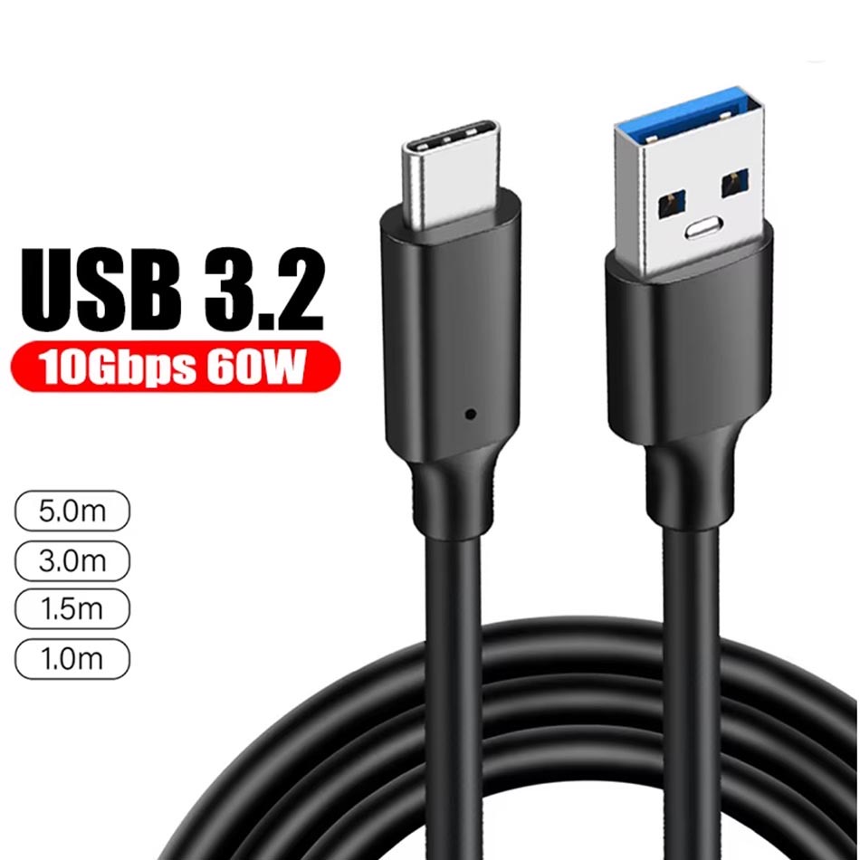 Cáp USB 3.2 GEN 2 10Gbps Type A to Type C dài 1M 1.5M 3M 5M