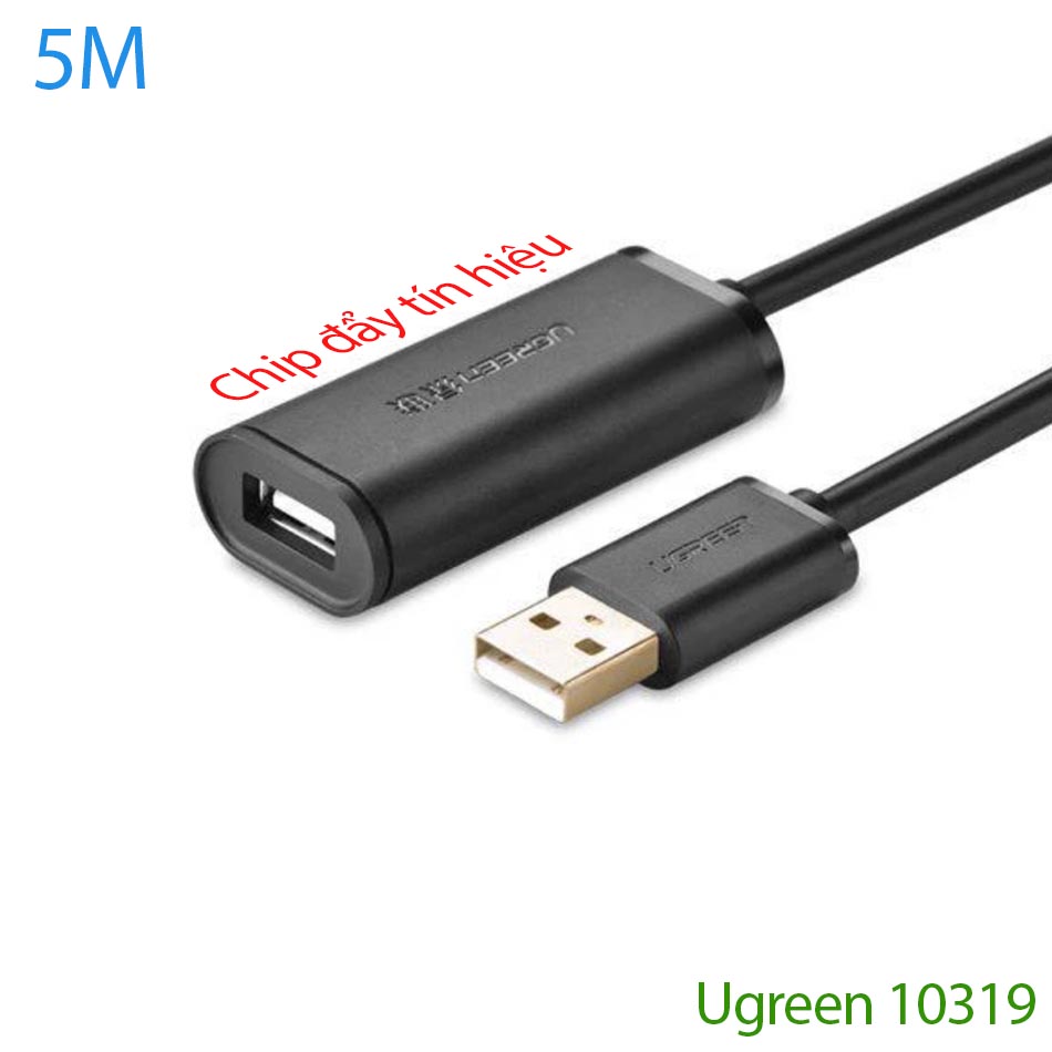 Cáp USB 2.0 AM-AF dài 5M UGREEN 10319 có IC Chip đẩy tín hiệu