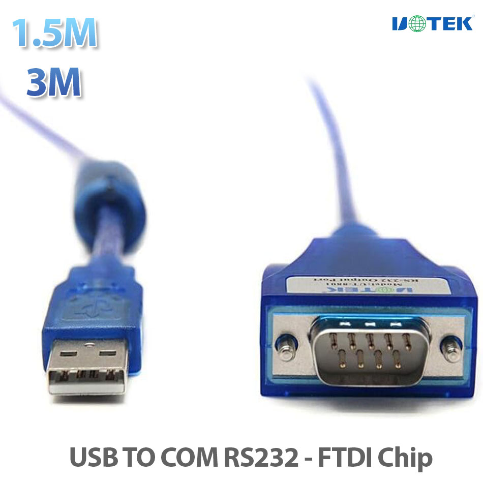 Cáp chuyển đổi USB to COM Rs232 FTDI chip thương hiệu UTEK UT-8801 dài 1.5M 3M