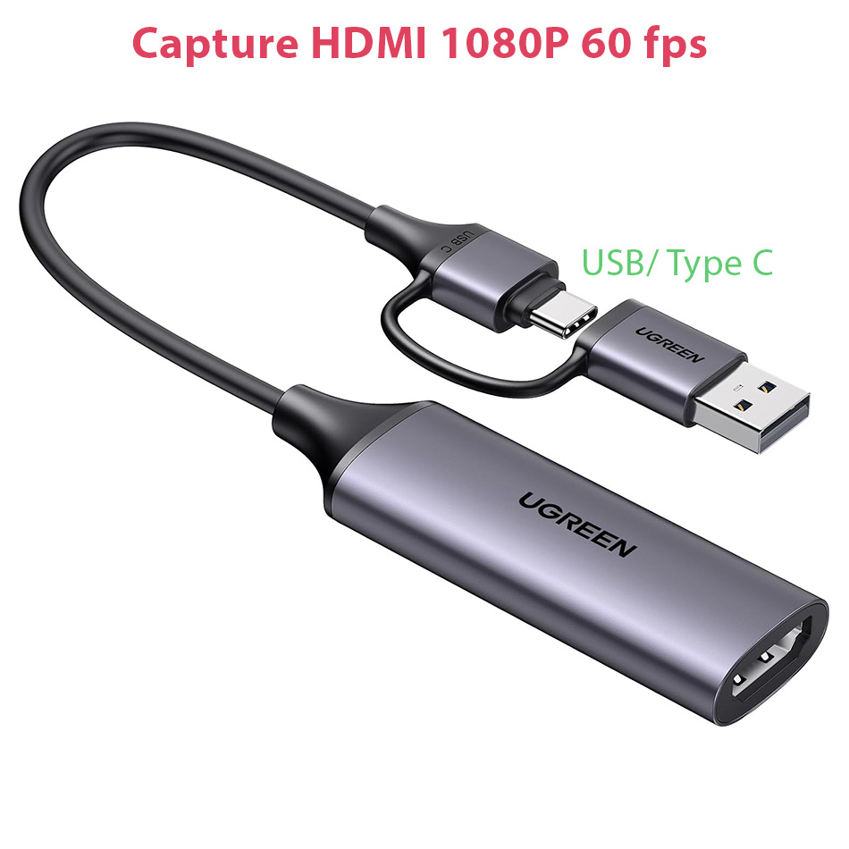 Card Capture HDMI 1080p 60fps Ugreen 25854 chụp ảnh cho máy siêu âm, nội soi y tế