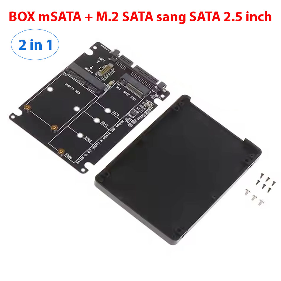 Box đa năng mSATA, M.2 SATA NGFF sang SATA 2.5