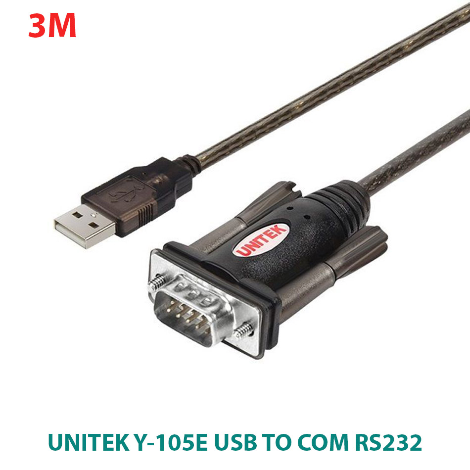 Cáp USB sang COM RS232 Unitek Y-105E dài 3M Win 7/10/11